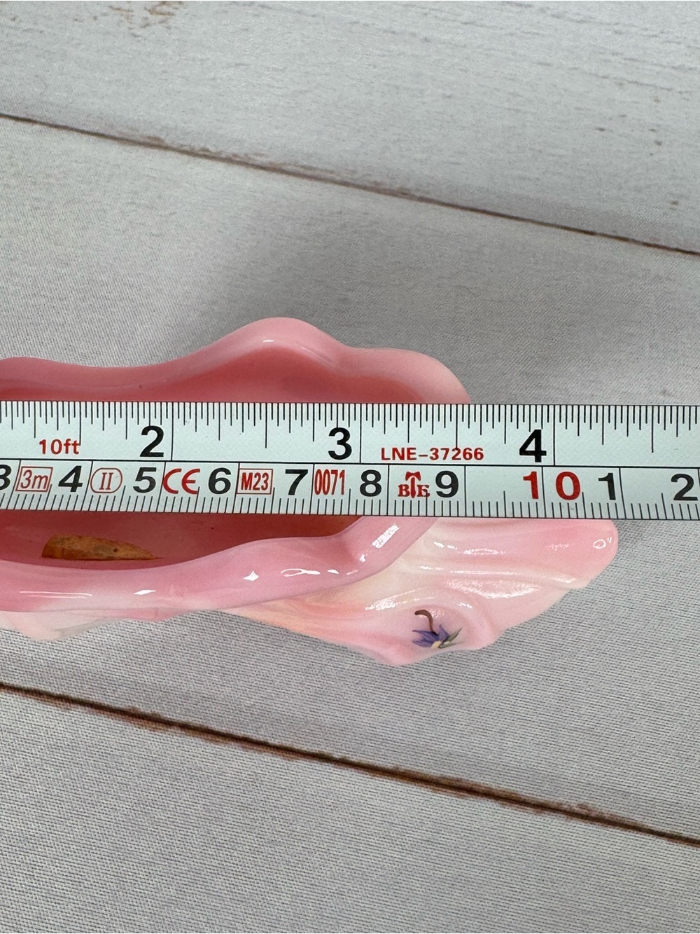 Vintage Fenton Rosalene Pink Hand Painted Glass Slipper Shoe Signed - Picture 9 of 12